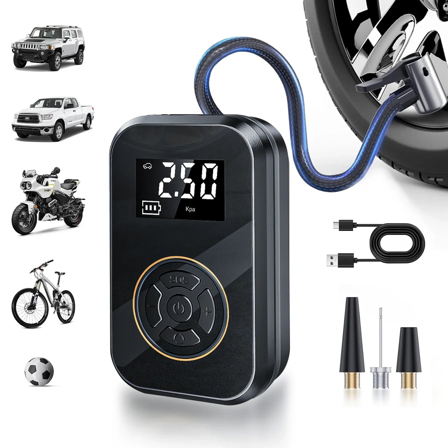 Maliben | Airvolt Go Compressor | Wireless & Rechargeable | Tire Pressure & Power Bank In One | Compact & Mobile