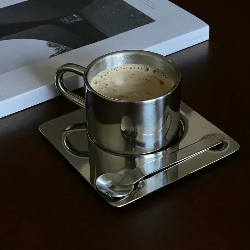 Maliben | Stainless Steel Coffee Cup and Tray