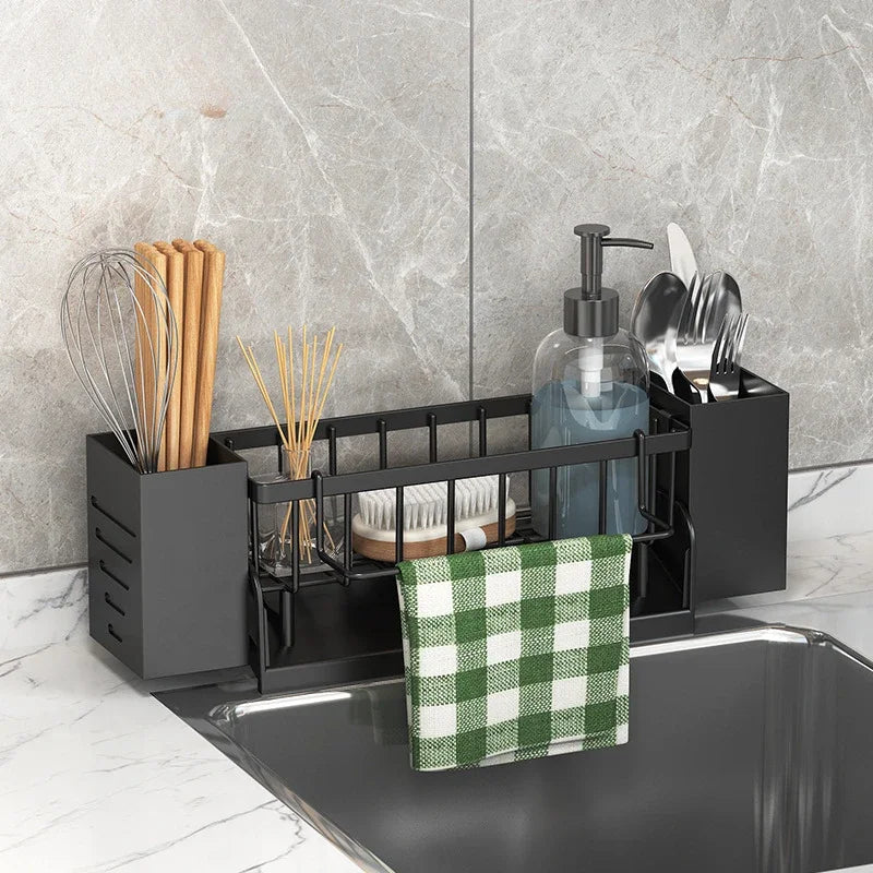 Maliben | Ordinaqua Sink Organizer Shelf | Self-Draining | Holder For Sponge, Soap & Cloth | Expandable & Hygienic | Abs Plastic