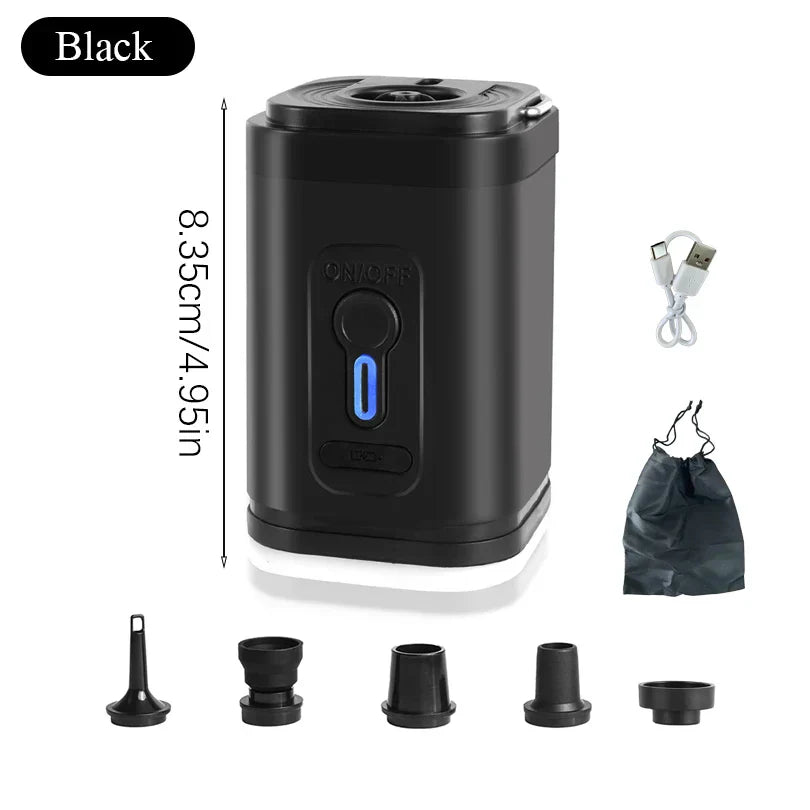 Maliben | Airbreezy Mini Air Pump | Ultra Compact & Usb-C Rechargeable | 5 Nozzles | 200l/Min Power