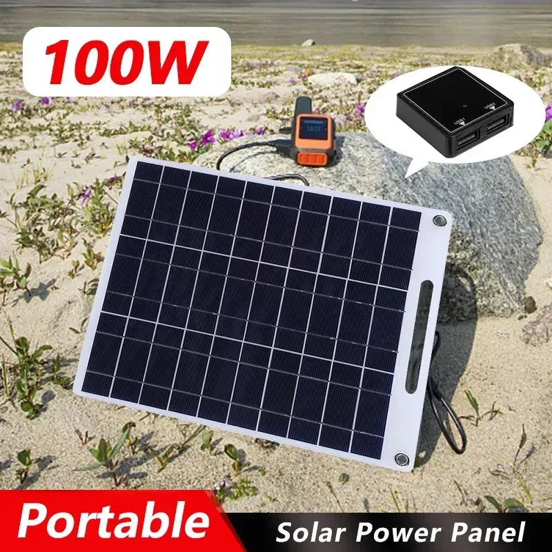 Maliben | Portable Solar Panel Solvion Charge 100w | 5v | Dual Usb | Waterproof | Outdoor & Camping