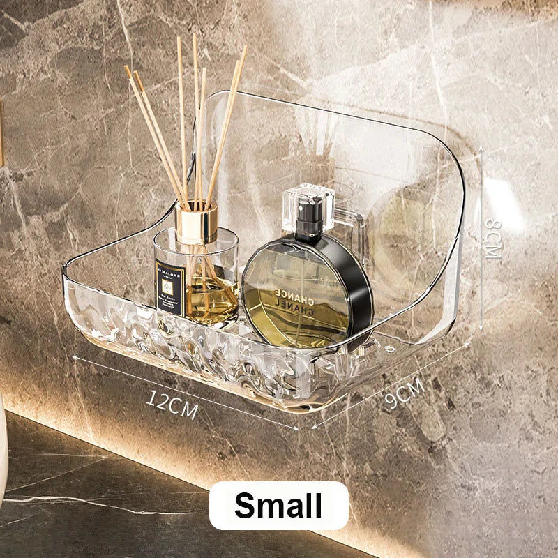 Maliben | Acrylix Pro | Acrylic Bathroom Shelf Without Drilling | Wall Mounted Shower Shelf | Cosmetic & Shampoo Holder | Transparent | 12×9×8 Cm / 24×9×8 Cm