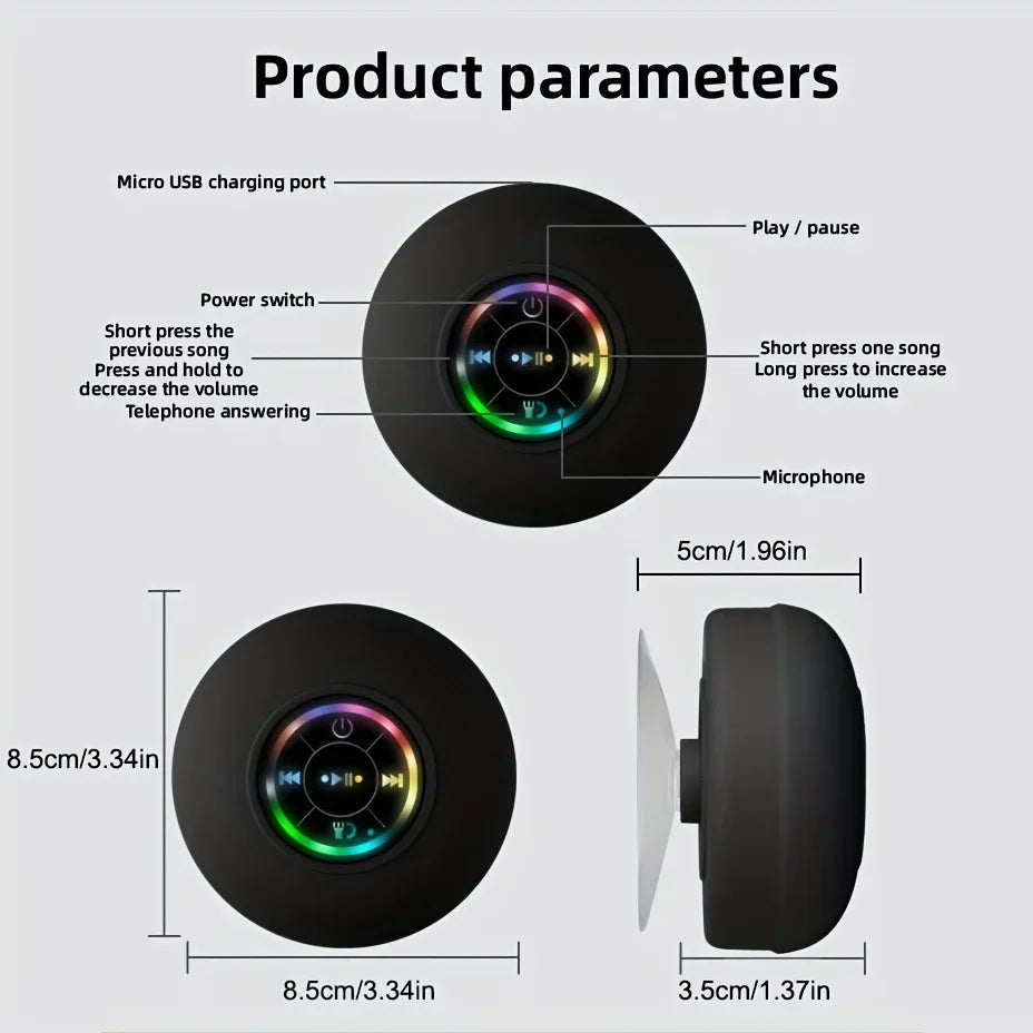 Maliben | Soundplash Shower Speaker | Waterproof & Wireless | With Suction Cup & Bluetooth 5.0
