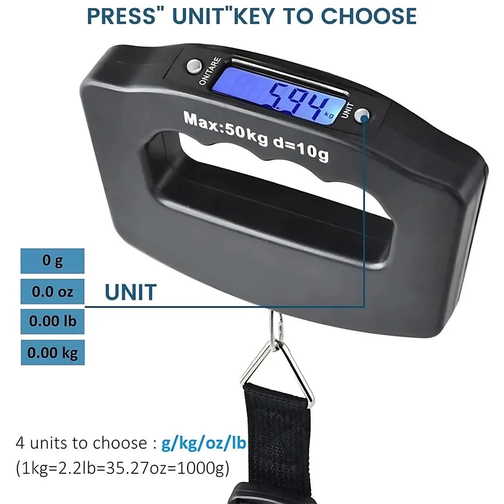 Maliben | Weighlite Digital Luggage Scale | Lcd Display With Backlight | Up To 50 Kg | Portable & Precise | For Travel & Baggage