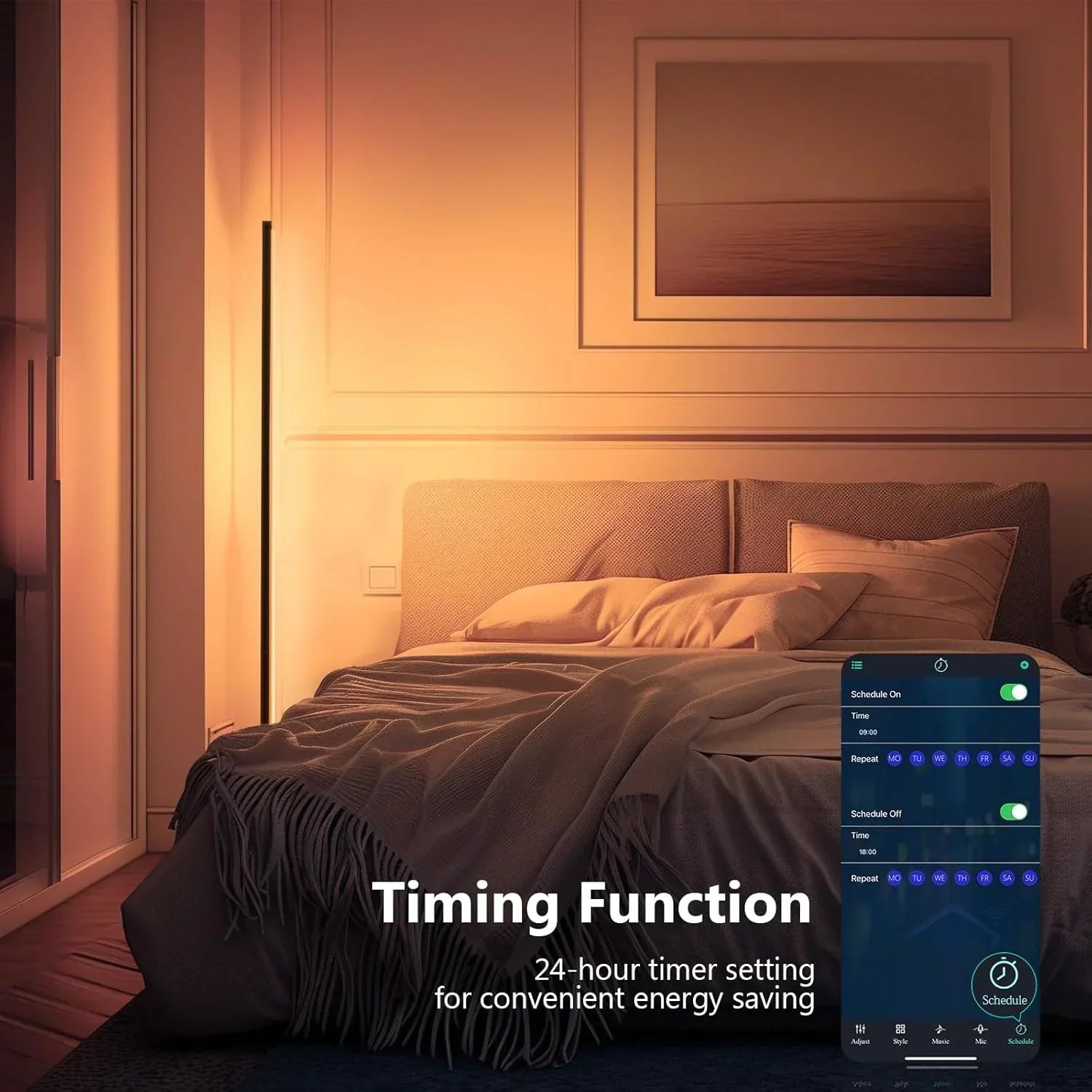Maliben Smart RGB Floor Lamp - 16 Million Color Changing Mood Light