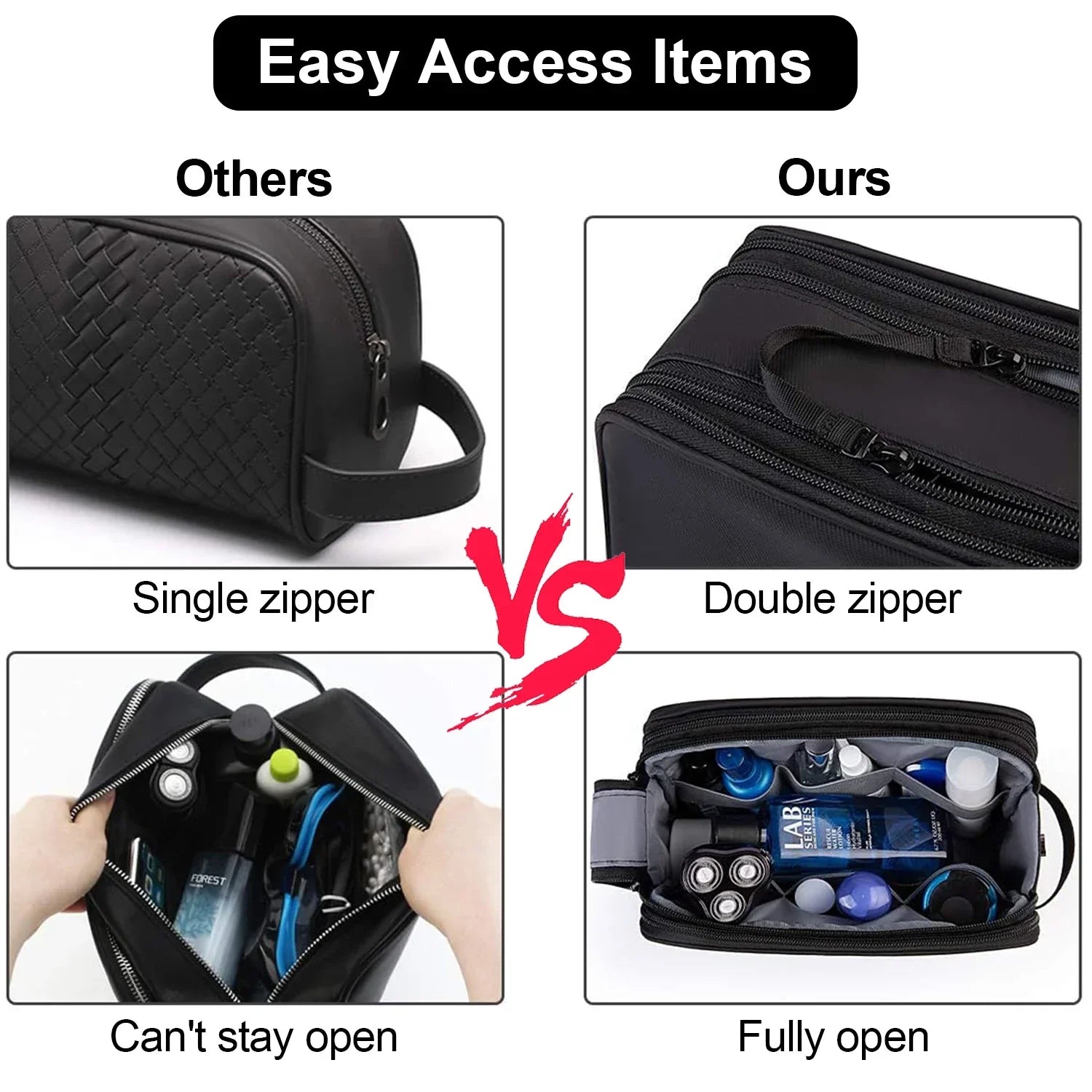 Maliben | Mannvaro Toiletry Bag Men | Water-Repellent Dopp Kit Organizer | Large Volume & Wet Compartment | For Travel & Bathroom
