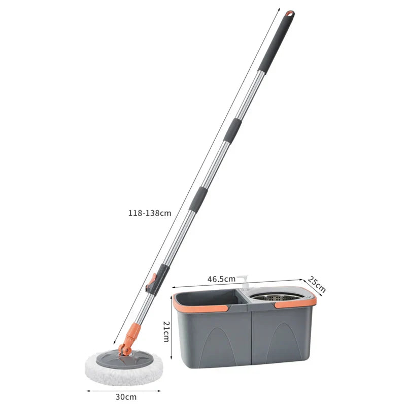 Maliben | Dual Chamber Mop With Double Chamber Bucket | 138 Cm Stainless Steel Handle | 360° Swivel Head | For Tiles, Wood & Laminate