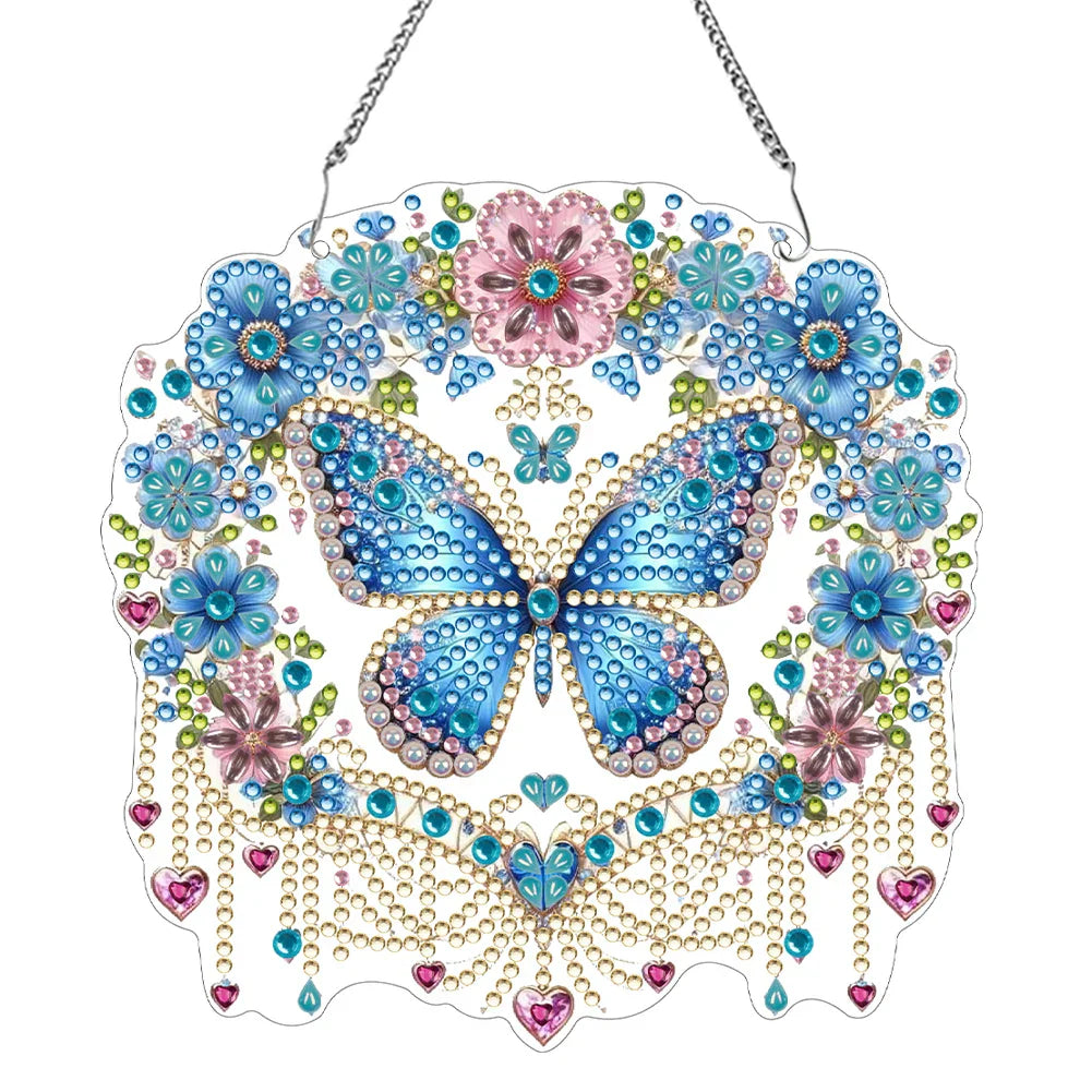 Maliben | Butterfly Pendant | 5d Diy Diamond Painting | Double-Sided Acrylic | Sparkling Window Decoration