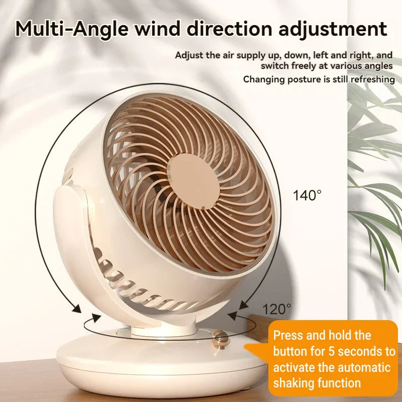 Maliben | Breezeloop Table Fan With 360° Rotation | Usb Fan With 3 Speeds & Battery | Quiet & Compact | For Office, Bedroom & Home