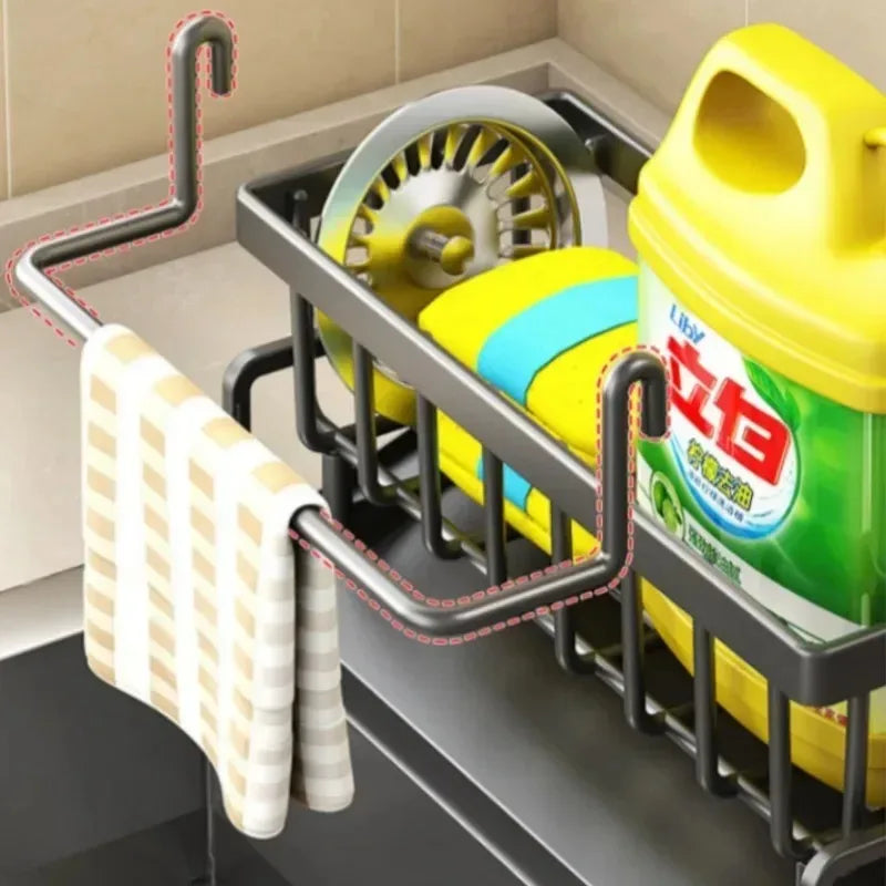 Maliben | Kitchen Soft Sponge Holder Kitchen | Multifunctional Draining Rack | For Sink, Cloths & Dish Soap | Organizer Shelf