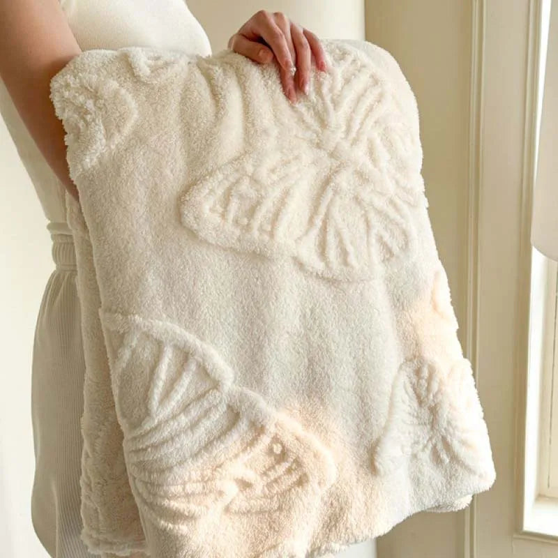Maliben | Fleurière Flannel Blanket | 3d Butterfly Design | Soft & Warming | For Bed, Sofa & Camping