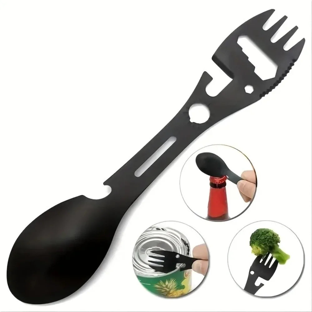 Maliben | TrailSpork Pro | 6-In-1 Stainless Steel Camping spork | Fork, Spoon, Digging Tool & Self-Defense | Ultra-Light & Compact | For Outdoor & Survival