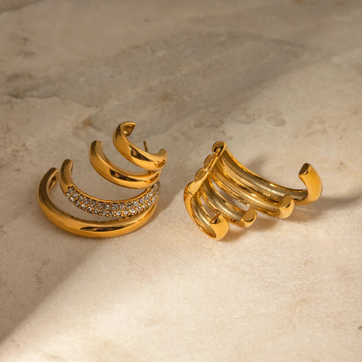 Maliben | 18k Quad Half Hoops Stud Earrings