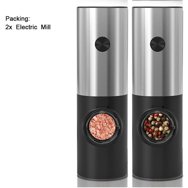Maliben | Electric automatic pepper and salt mill with LED light and adjustable grind - Perfect for the kitchen or the restaurant