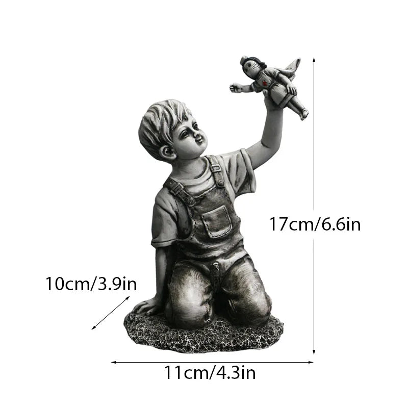 Maliben | Artify Banksy Sculpture Collection | Flower Thrower & Balloon Girl | Pop Art Figures | Modern Office & Home Decoration