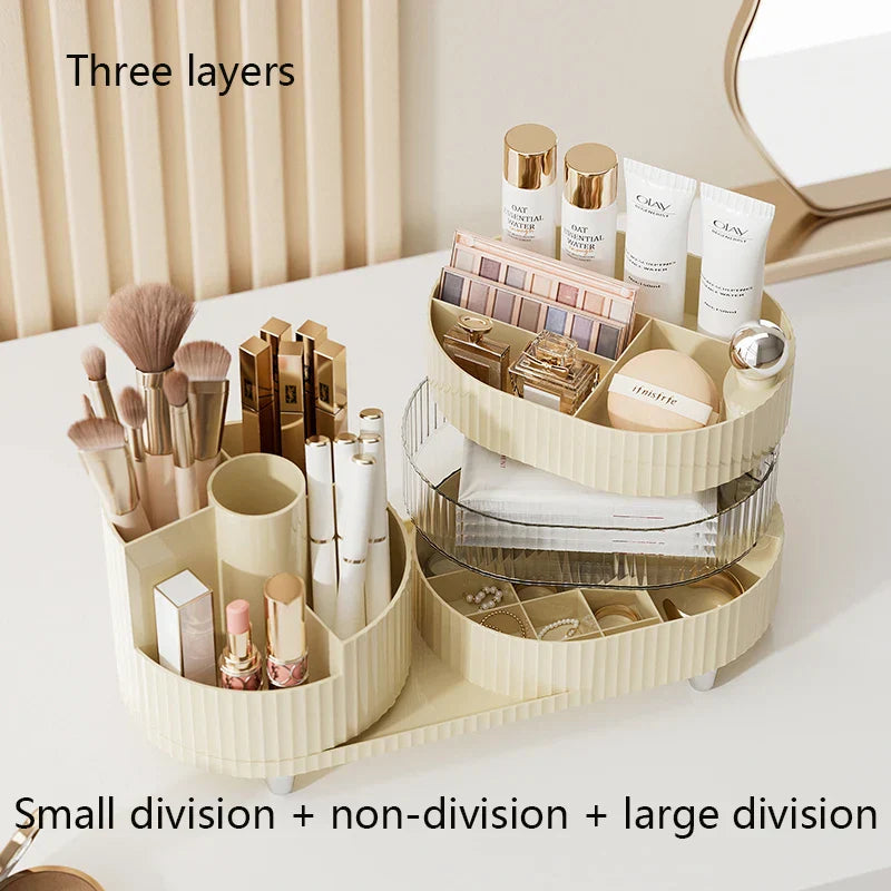 Maliben | Clearlyn Spinbox Rotatable Make-Up Organizer Made Of Plastic | Cosmetic Box With Compartments | 360° Rotating & Space-Saving | Acrylic Look