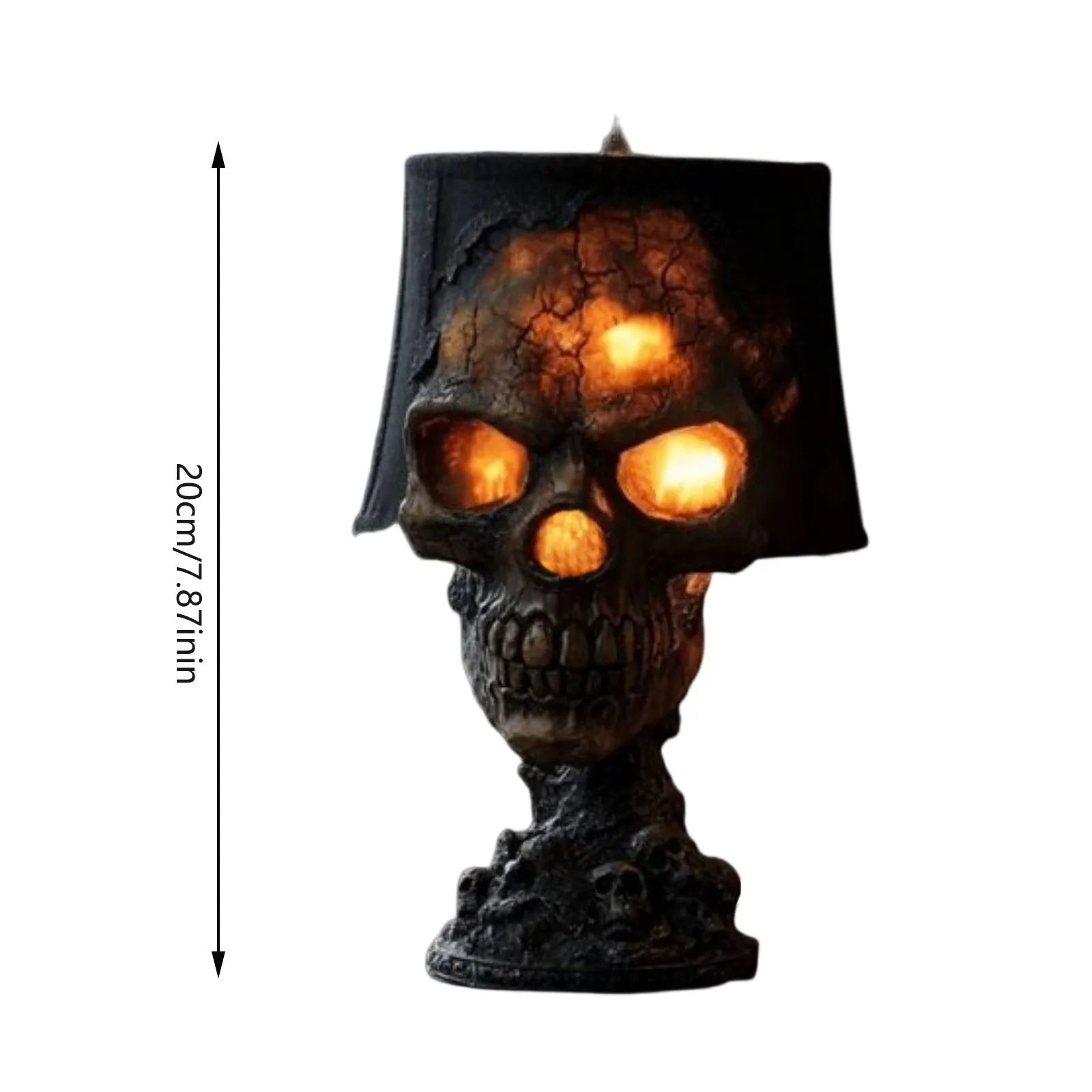 Maliben | Gothic Table Lamp Skullfire | Halloween Skull Decor | Led Ambient Light | 20 X 11 X 11 Cm