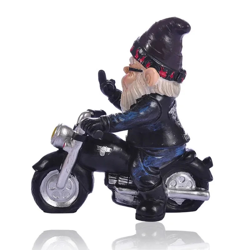 Maliben | Gnome On Motorcycle Resin Figure For Garden