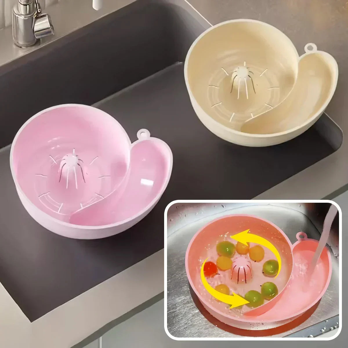 Maliben | Spiral Flow Fruit Vegetable Cleaning Drainer Bowl