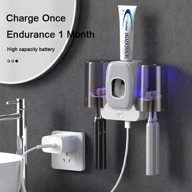 Maliben | Uv Toothbrush Holder Purebrush Uv | Sterilization With Uv Light | Automatic Toothpaste Dispenser | Wall Mounting Without Drilling