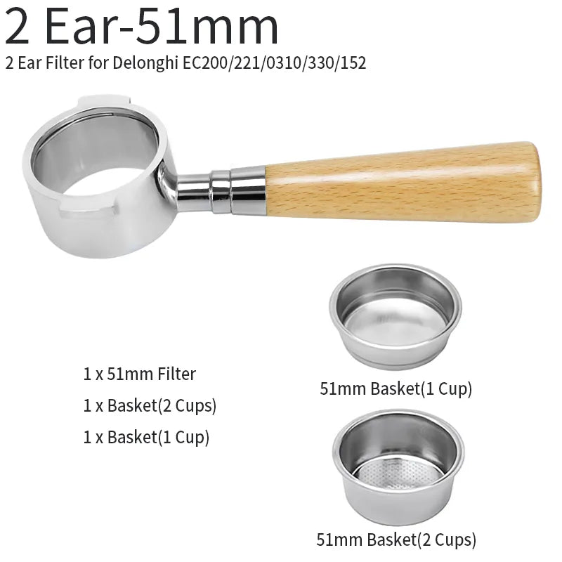 Maliben | 51mm Coffee Ground Portafilter For Delonghi Ec680 Ec685 Replacement Filter Basket Espresso Machine Handle Cafe Accessories