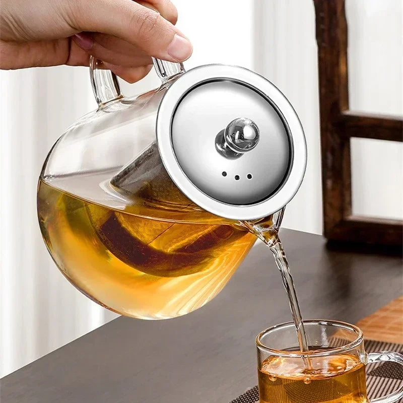 Maliben | 450ml-950ml Heat Resistant Glass Teapot – Stainless Steel Tea Filter, Flower Kettle For Kung Fu Tea, Puer And Oolong Tea