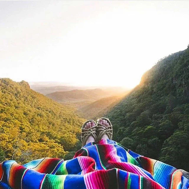 Maliben Colorful Mexican Serape Blanket