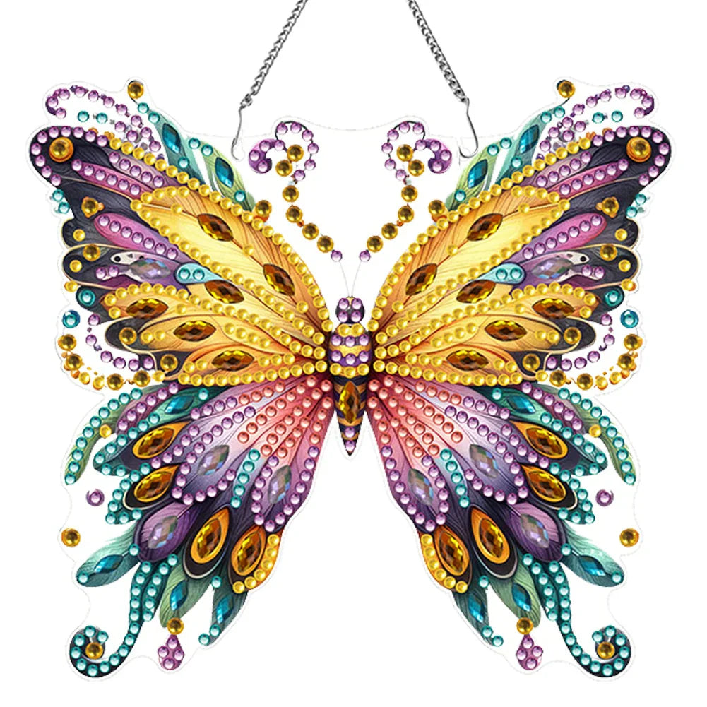 Maliben | Butterfly Pendant | 5d Diy Diamond Painting | Double-Sided Acrylic | Sparkling Window Decoration