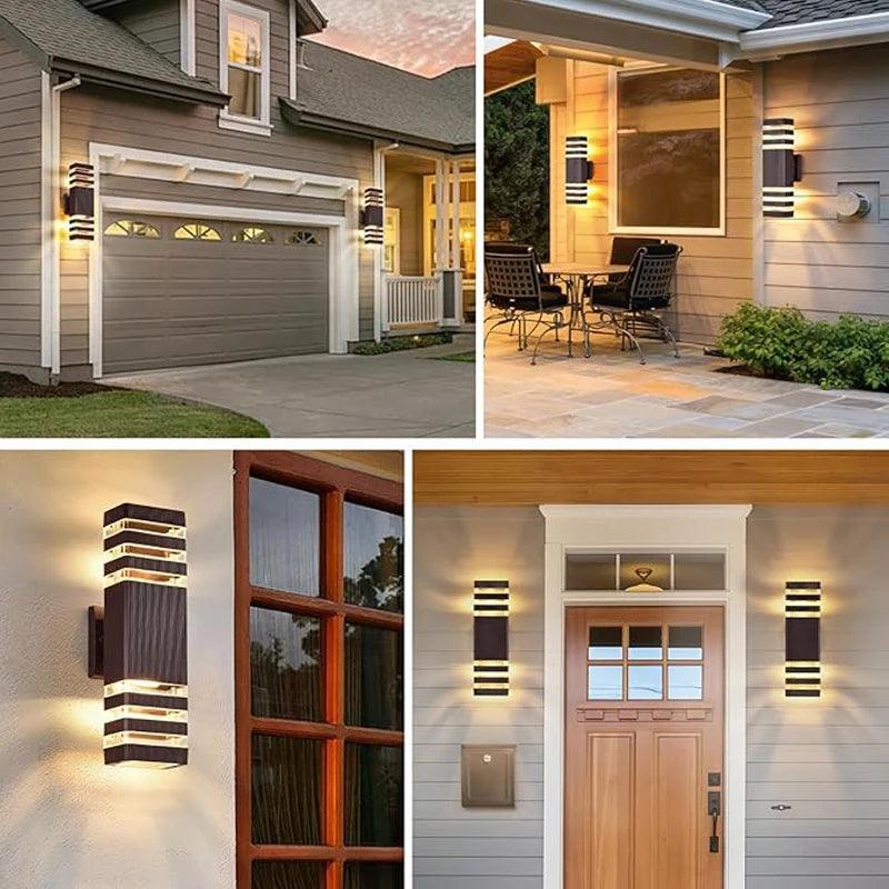 Maliben | Lumibloc Led Outdoor Wall Light | Up & Down Effect | E27 Socket | Ip65 Waterproof | Modern Design For Garden & Balcony