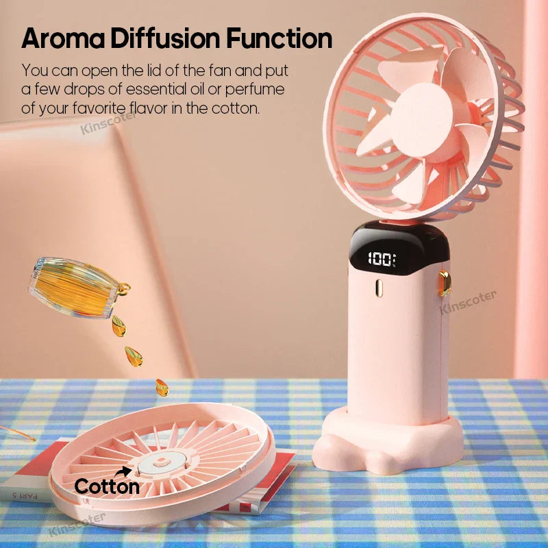 Maliben | Aerioniq 3-In-1 Mini-Fan | Led Display | 5 Levels | Battery With Power Bank Function | Portable & Standable