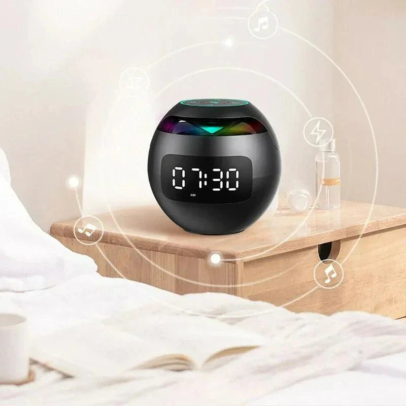 Maliben | Ball Speaker Alarm Clock | Bluetooth 5.0 | Led Night Light | 2200 Mah Battery