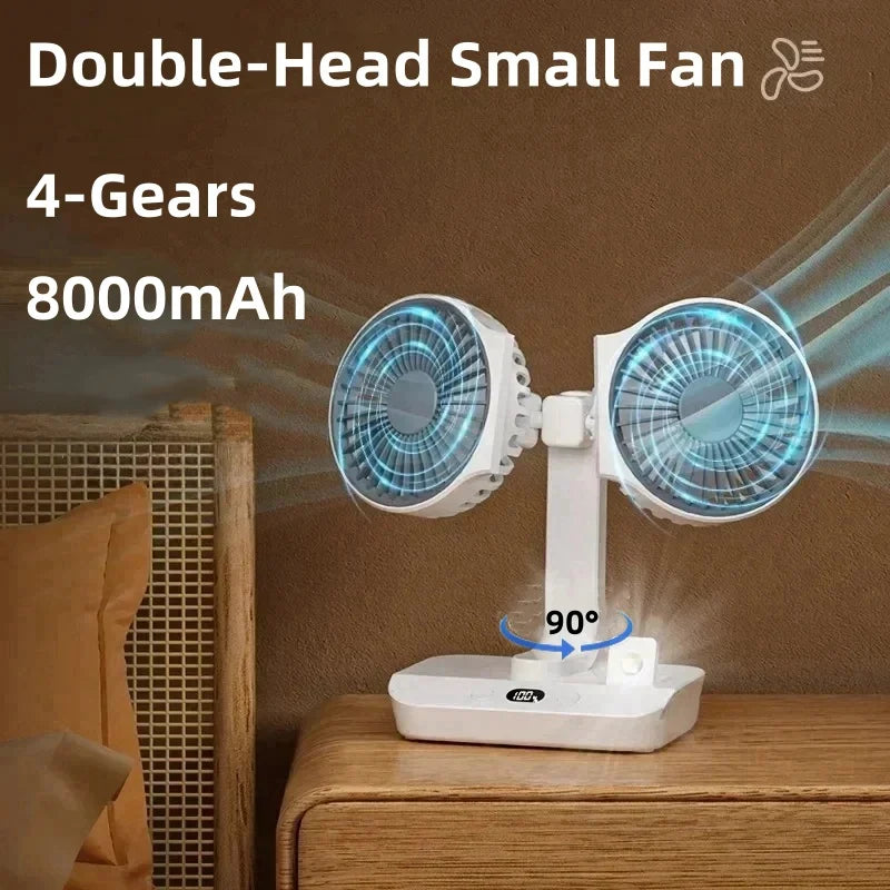 Maliben | Brisano Table Fan Cordless | 8000mah Battery | 90° Adjustable & 4-Speed Wind | Led Display & Usb Charging
