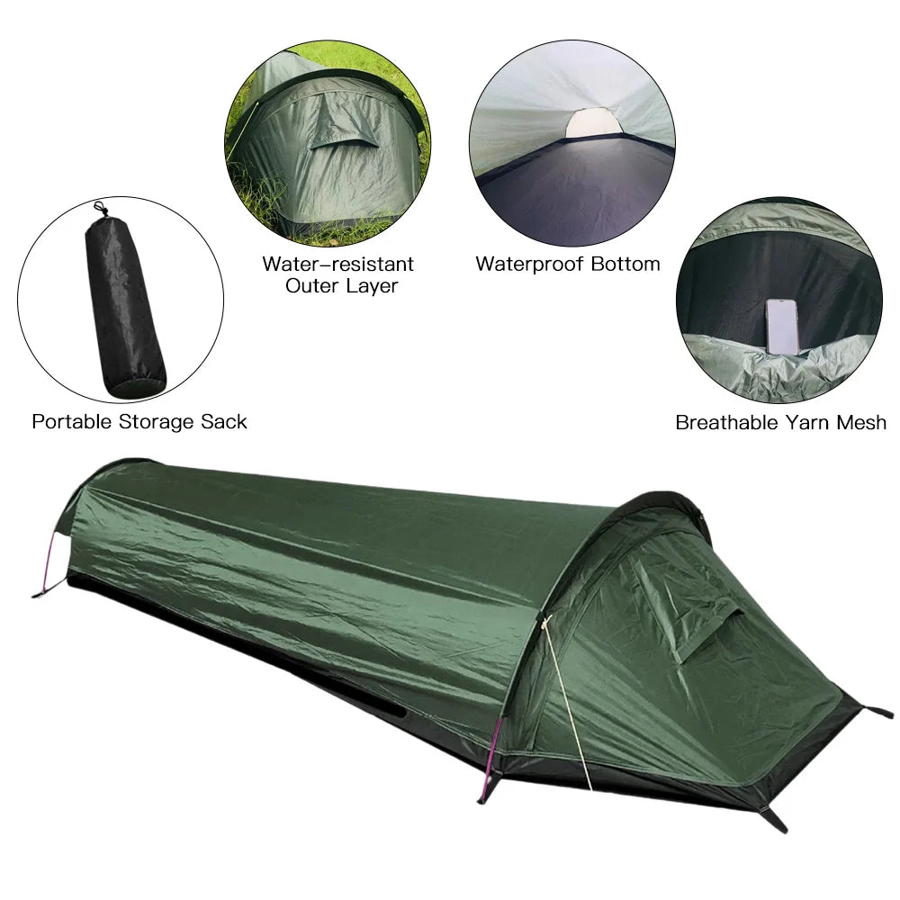 Maliben | Trekvento Soloshield Ultralight Single Tent | Waterproof & Windproof | With Aluminum Poles & Storage Bag | For Trekking, Hiking & Camping