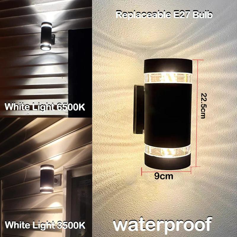 Maliben | Lumibloc Led Outdoor Wall Light | Up & Down Effect | E27 Socket | Ip65 Waterproof | Modern Design For Garden & Balcony
