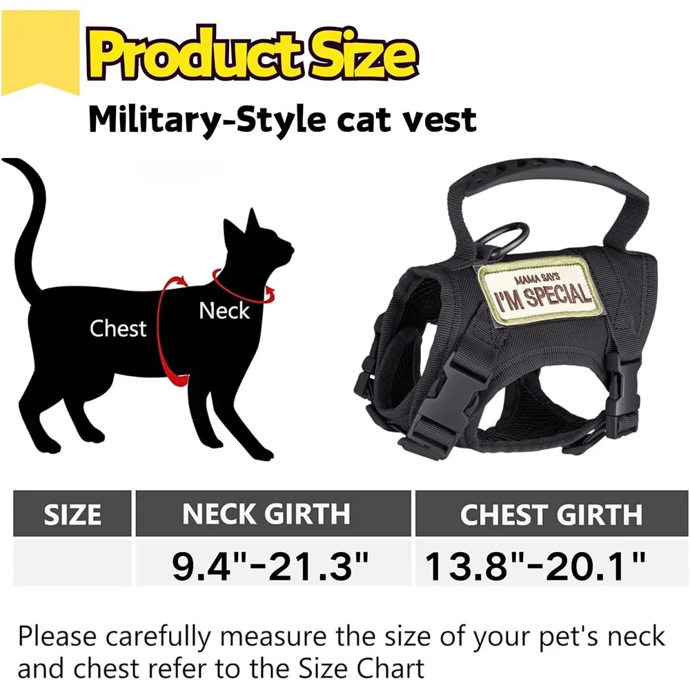Maliben | Adjustable Tactical Pet Harness with Control Handle for Cats and Large Dogs