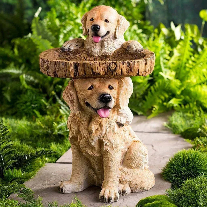 Maliben | Golden Retriever Puppy Bird Bath Garden Statue