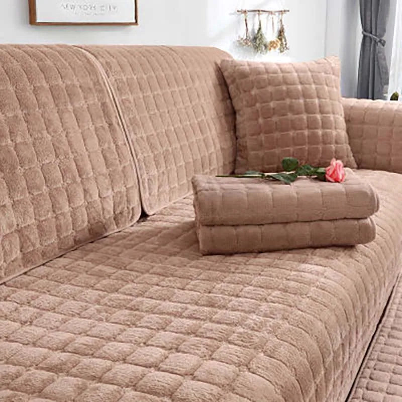 Maliben | Cozy Soft Thick Plush Non-Slip Sofa Cover