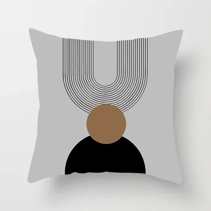Maliben | Aurum Cushion Cover - Modern Black-White Cushion Cover With Abstract Art Print