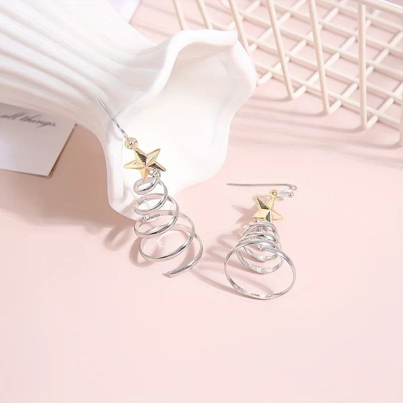 Maliben | Spiral Christmas Tree Dangle Earrings