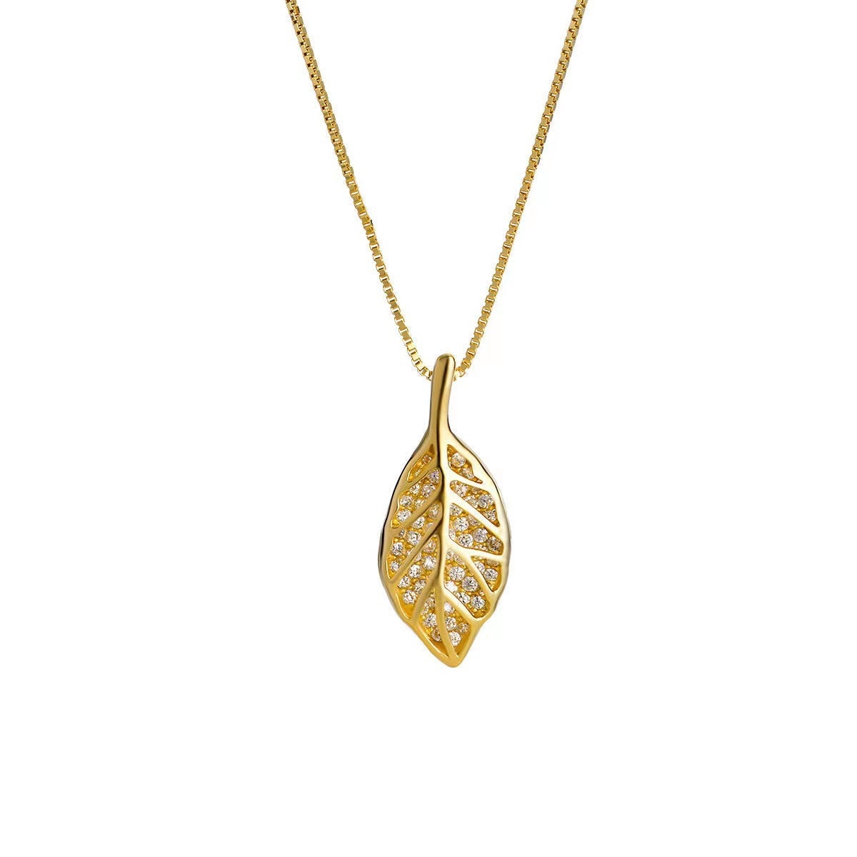 Maliben | Nature Sparkle Tree Leaf Pendant Necklace