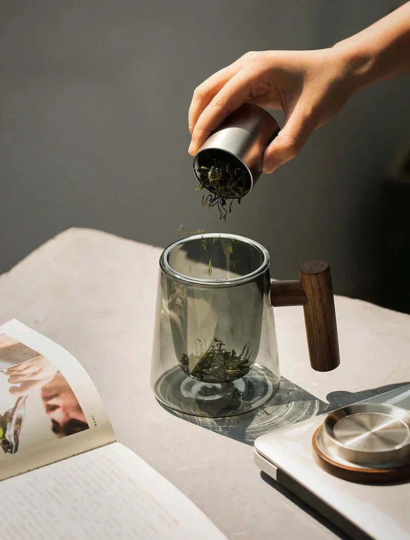 Maliben | Ultramodern Glass Tea Cup With Filter And Lid