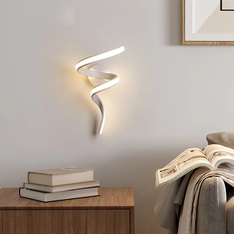 Maliben | Led Wall Lamp Nordled Wall Light | Nordic Spiral Design | Modern & Energy Saving | For Bedroom, Corridor & Living Room Spiral Sconce Light For Stairs Bedroom Bedside Study Hallway Background Indoor Decor Wall Lighting Fixtures