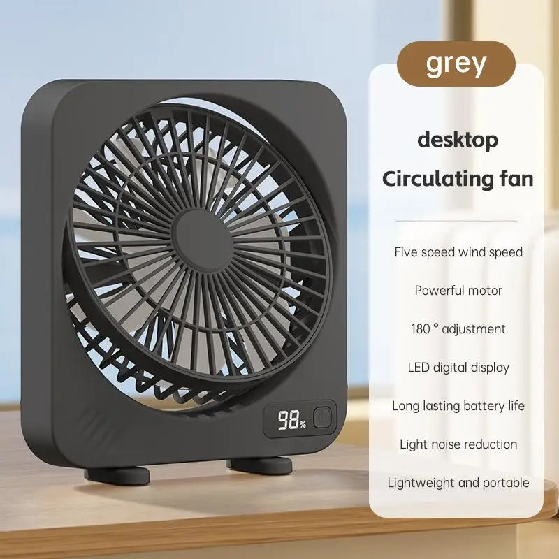 Maliben | Aerolino Usb Desk Fan | 5-Level Digital Display | Portable & Quiet | For Office, School & Home