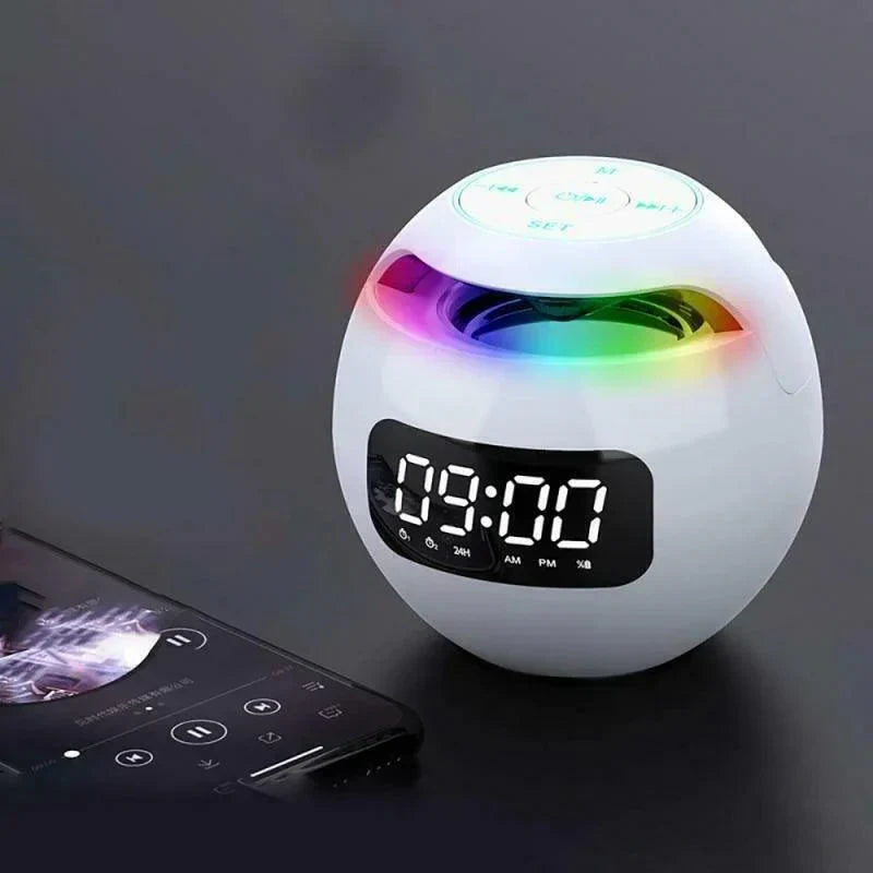 Maliben | Ball Speaker Alarm Clock | Bluetooth 5.0 | Led Night Light | 2200 Mah Battery