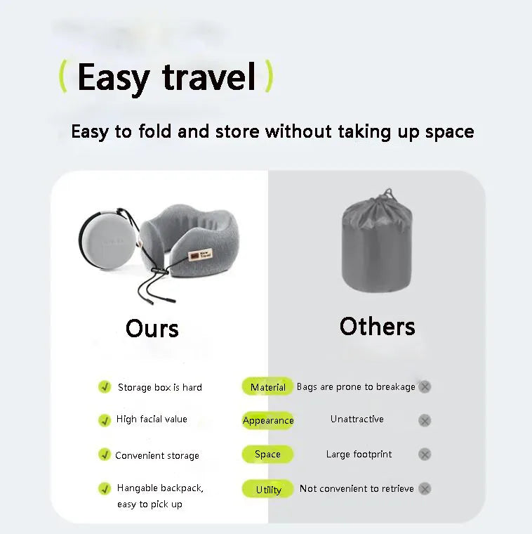 Maliben | U-Shaped Memory Foam Soft Built-In Storage Case Travel Pillow