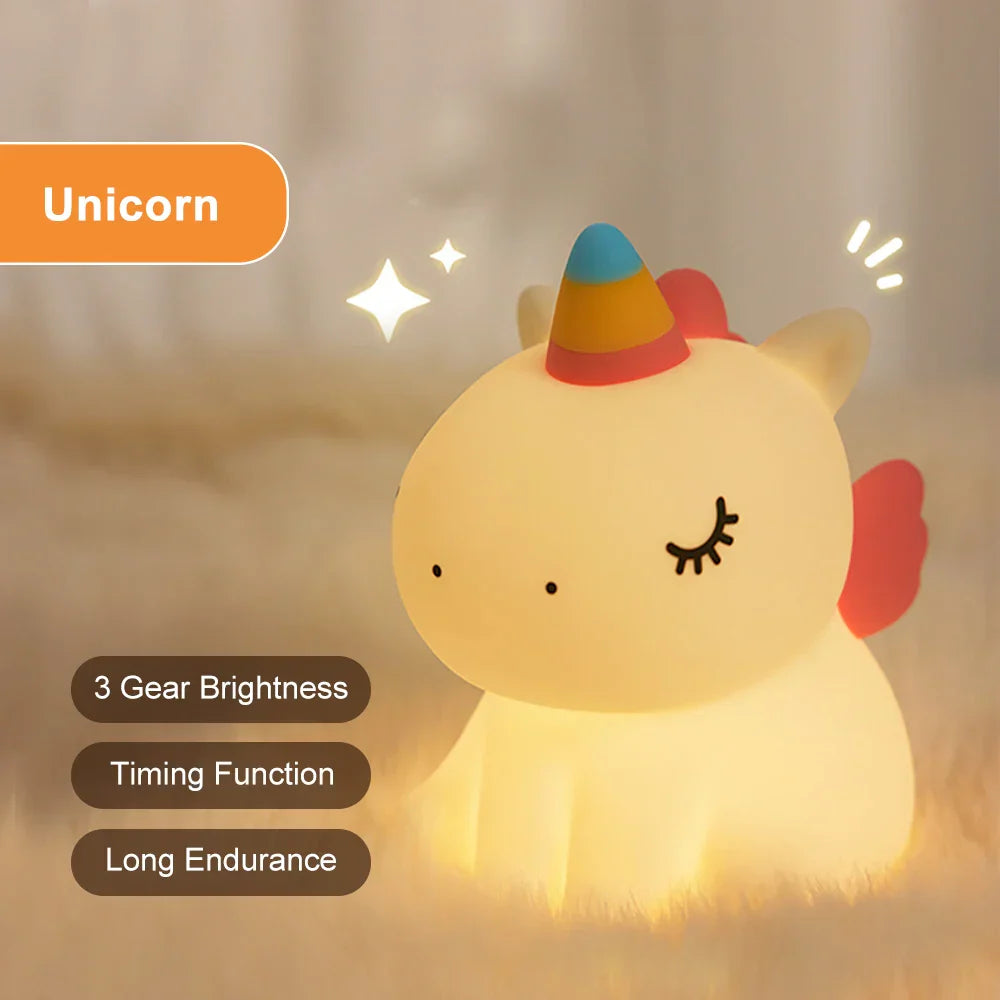 Maliben | Dreamicorn Led Night Light Unicorn | Soft Silicone & Usb Rechargeable | Touch Control & 2 Brightness Levels | Nursery & Gift Idea