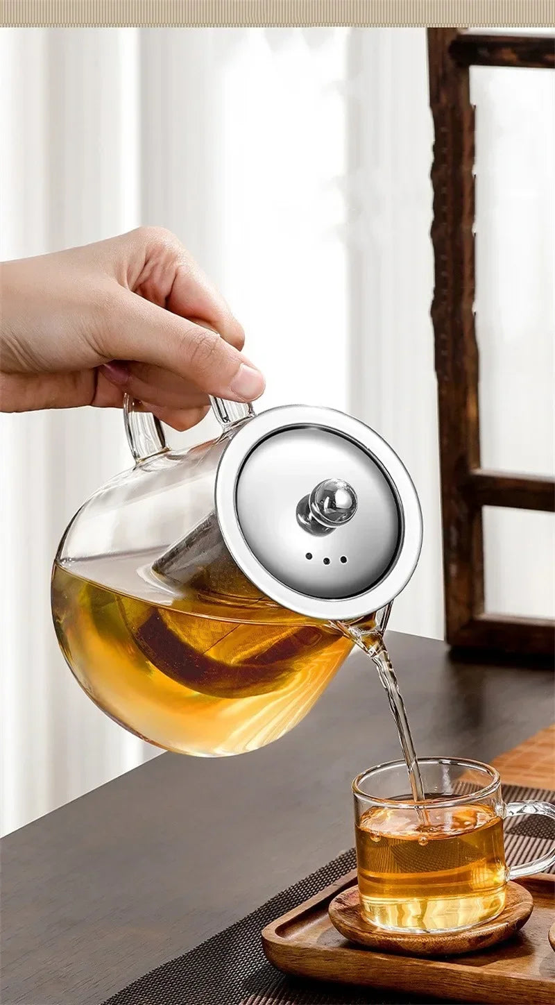 Maliben | 450ml-950ml Heat Resistant Glass Teapot – Stainless Steel Tea Filter, Flower Kettle For Kung Fu Tea, Puer And Oolong Tea