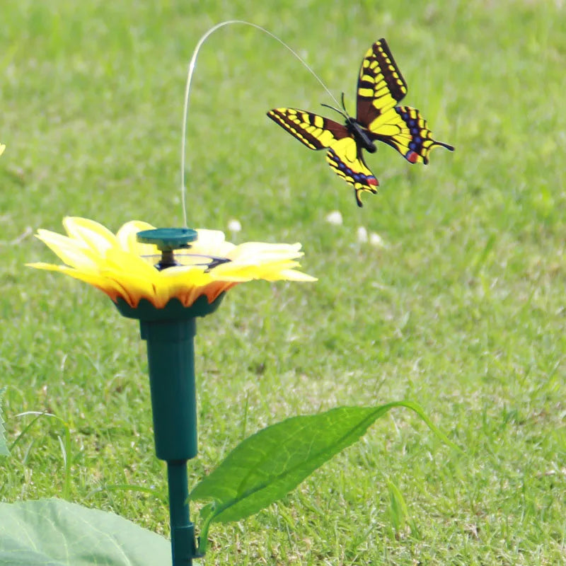 Maliben | Solavia Sunflower Garden Stake | With Rotating Butterfly Or Hummingbird | Solar Decor For Garden & Potted Plants | 20×20×10 Cm