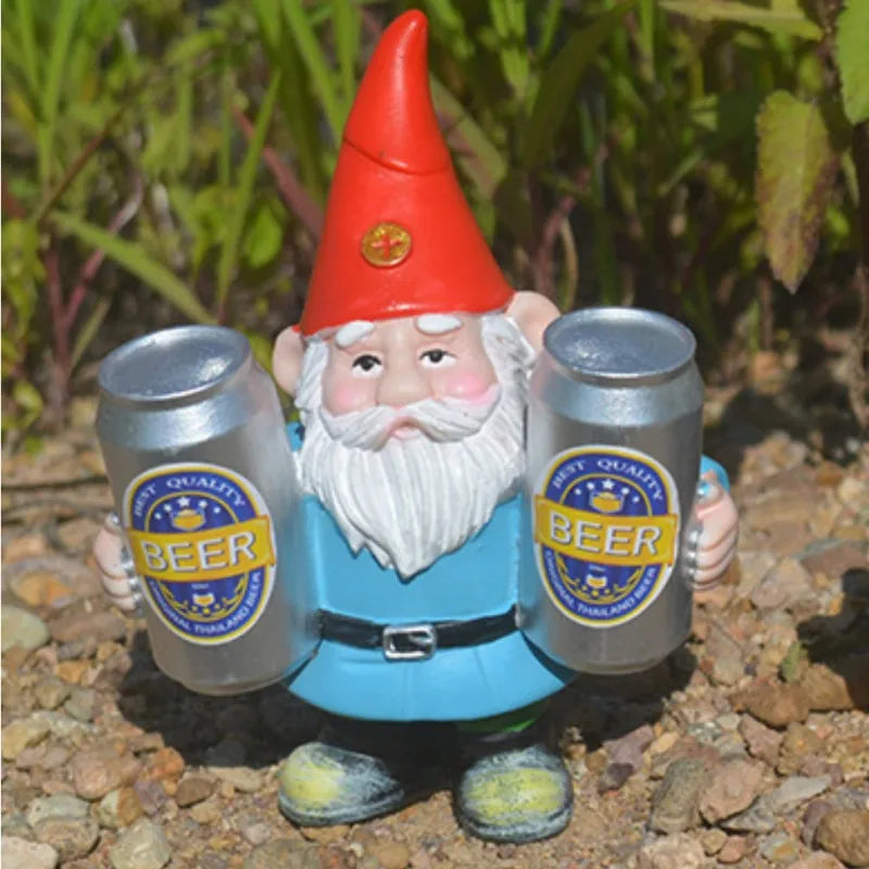 Maliben | Drunken Gnome With Beer Funny Figurine For Garden And Home Decoration