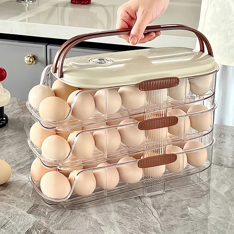 Maliben | Fridge Organizer Automatic Rolling Transparent Egg Storage Box
